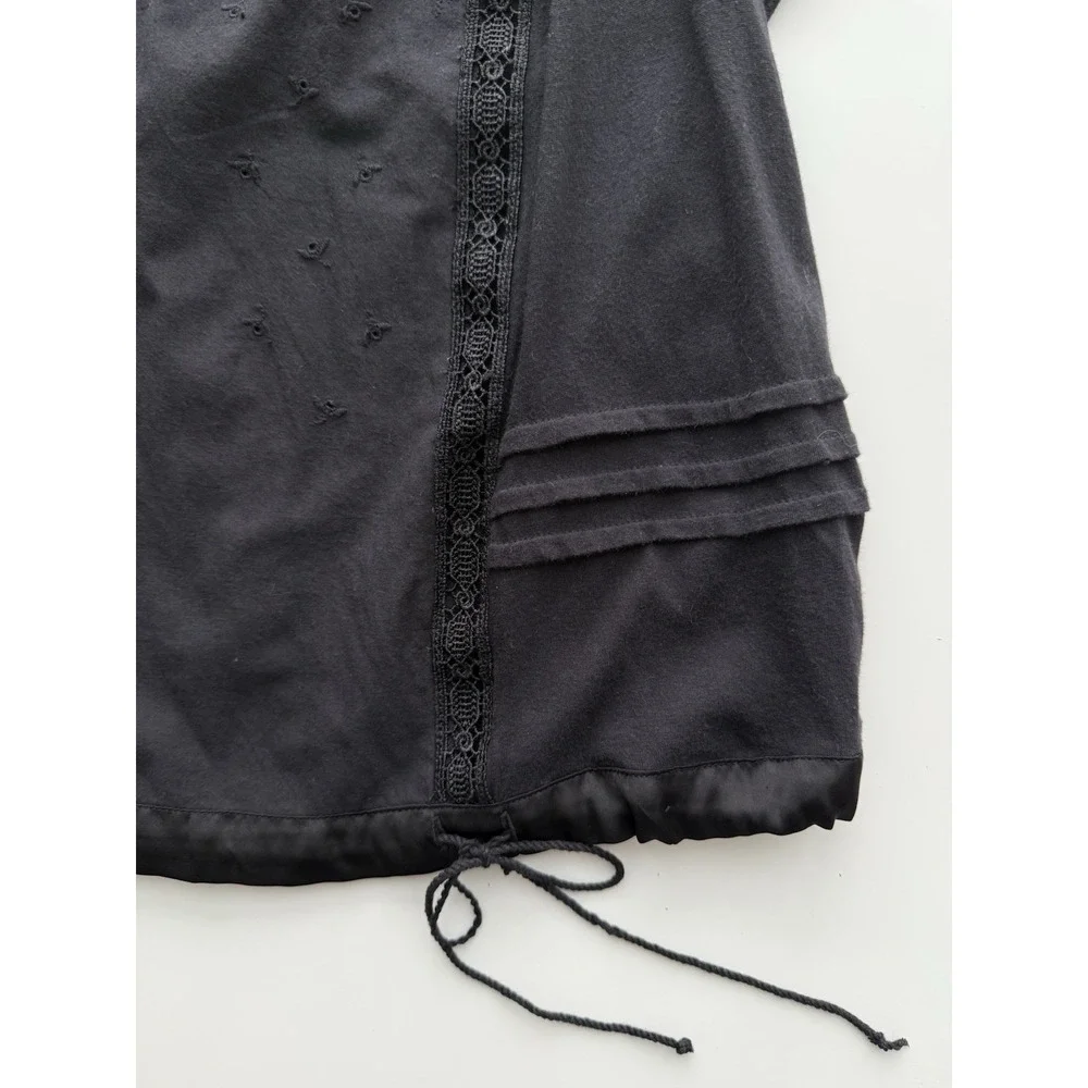 Anthropologie Black Eyelet Crotchet Blouse Womens Small Cottagecore Feminine - Picture 3 of 8